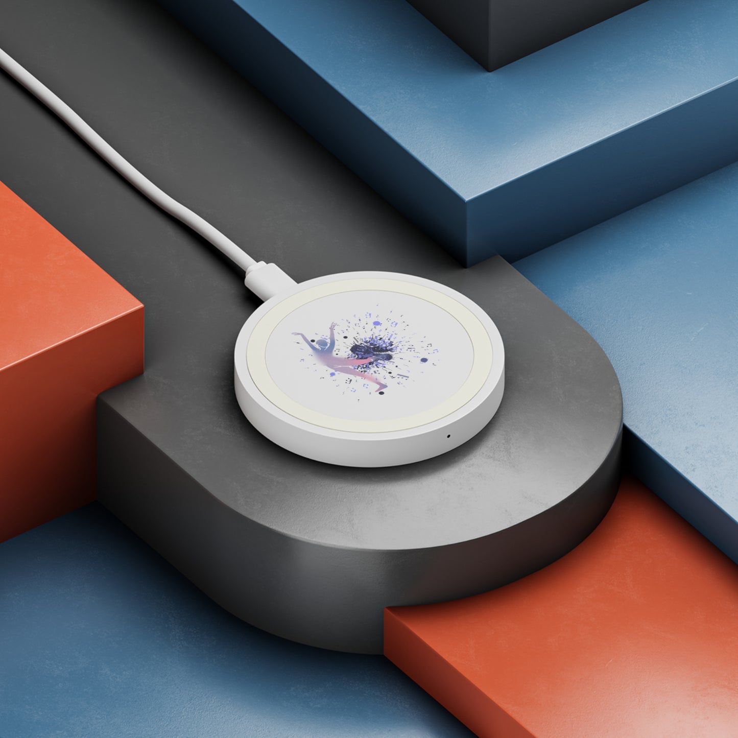 Wireless Charging Pad with Artistic Splash Design, Modern Tech Accessory, Unique Gift for Tech Lovers, Home Office Decor