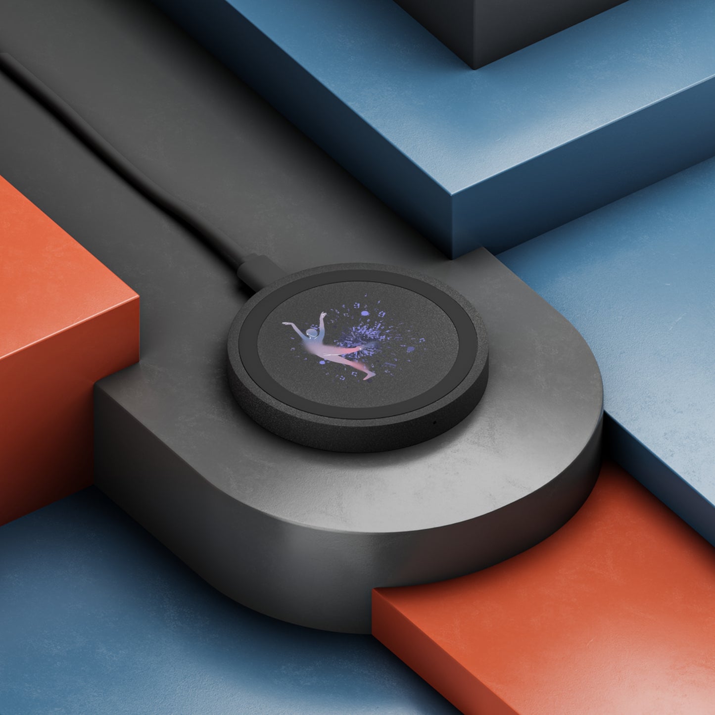 Wireless Charging Pad with Artistic Splash Design, Modern Tech Accessory, Unique Gift for Tech Lovers, Home Office Decor