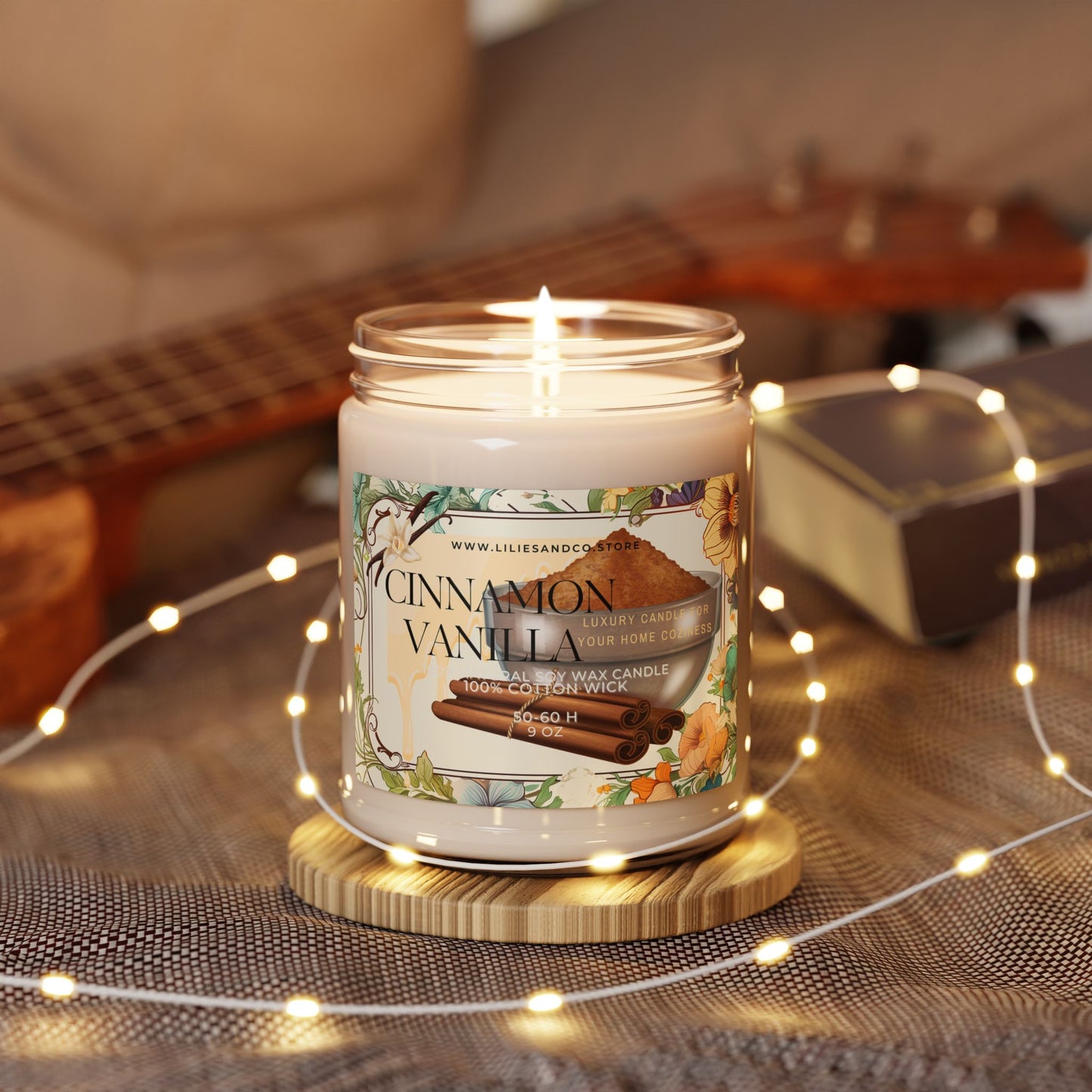 Cinnamon Vanilla Scented Soy Candle, 9oz
