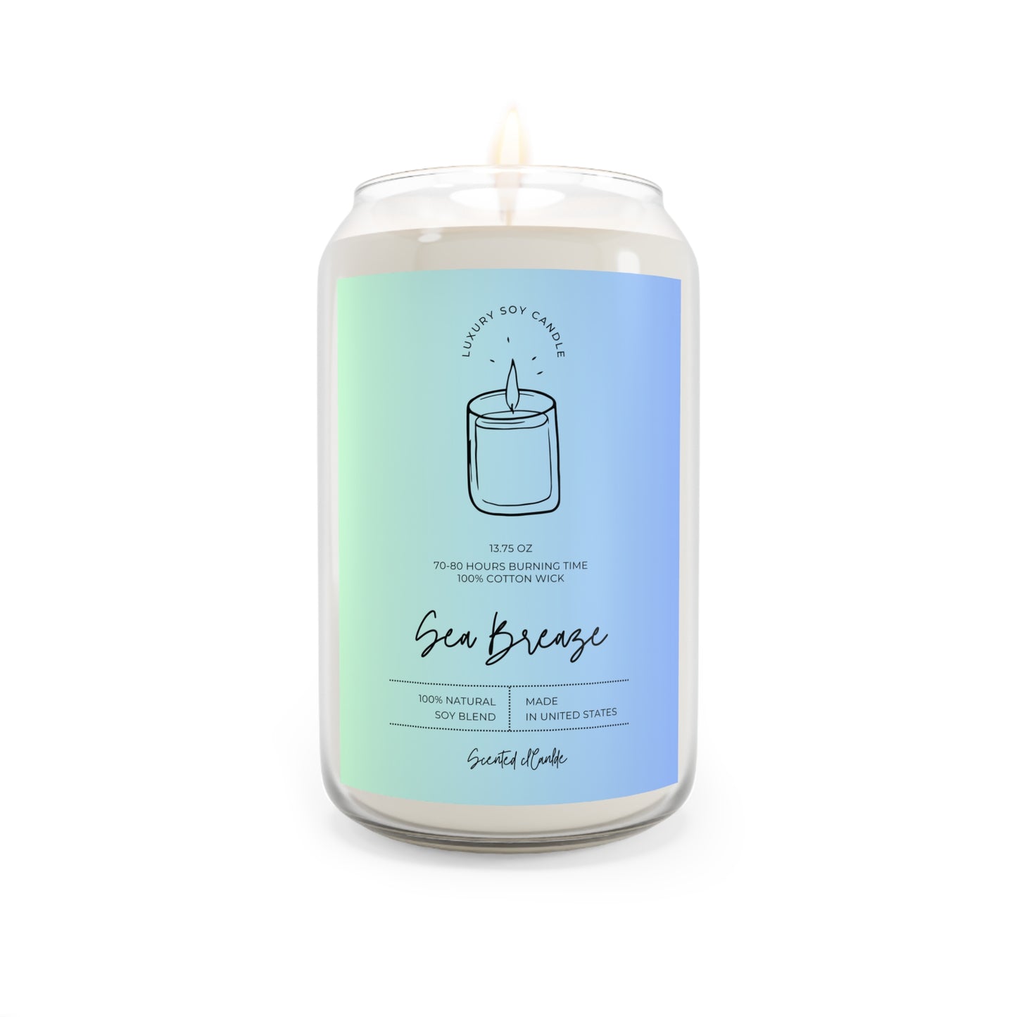 Soy Scented Candle - Sea Breeze, 13.75oz - Natural & Relaxing Home Fragrance