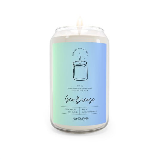 Soy Scented Candle - Sea Breeze, 13.75oz - Natural & Relaxing Home Fragrance