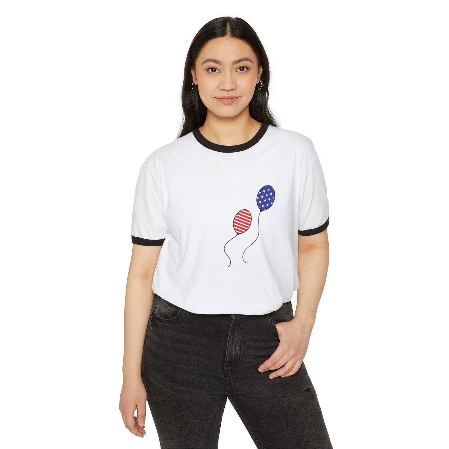 Patriotic Balloon Unisex Cotton Ringer T-Shirt