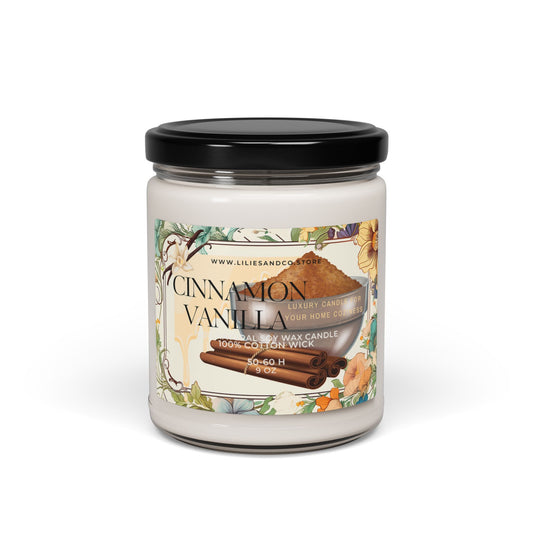 Cinnamon Vanilla Scented Soy Candle, 9oz