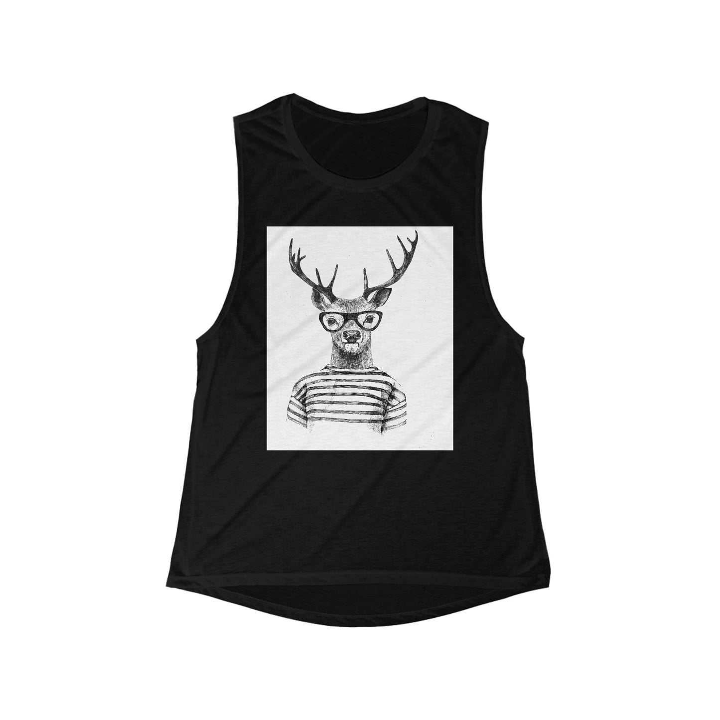 Casual Deer Graphic Tank Top - Women’s Flowy Muscle Tee