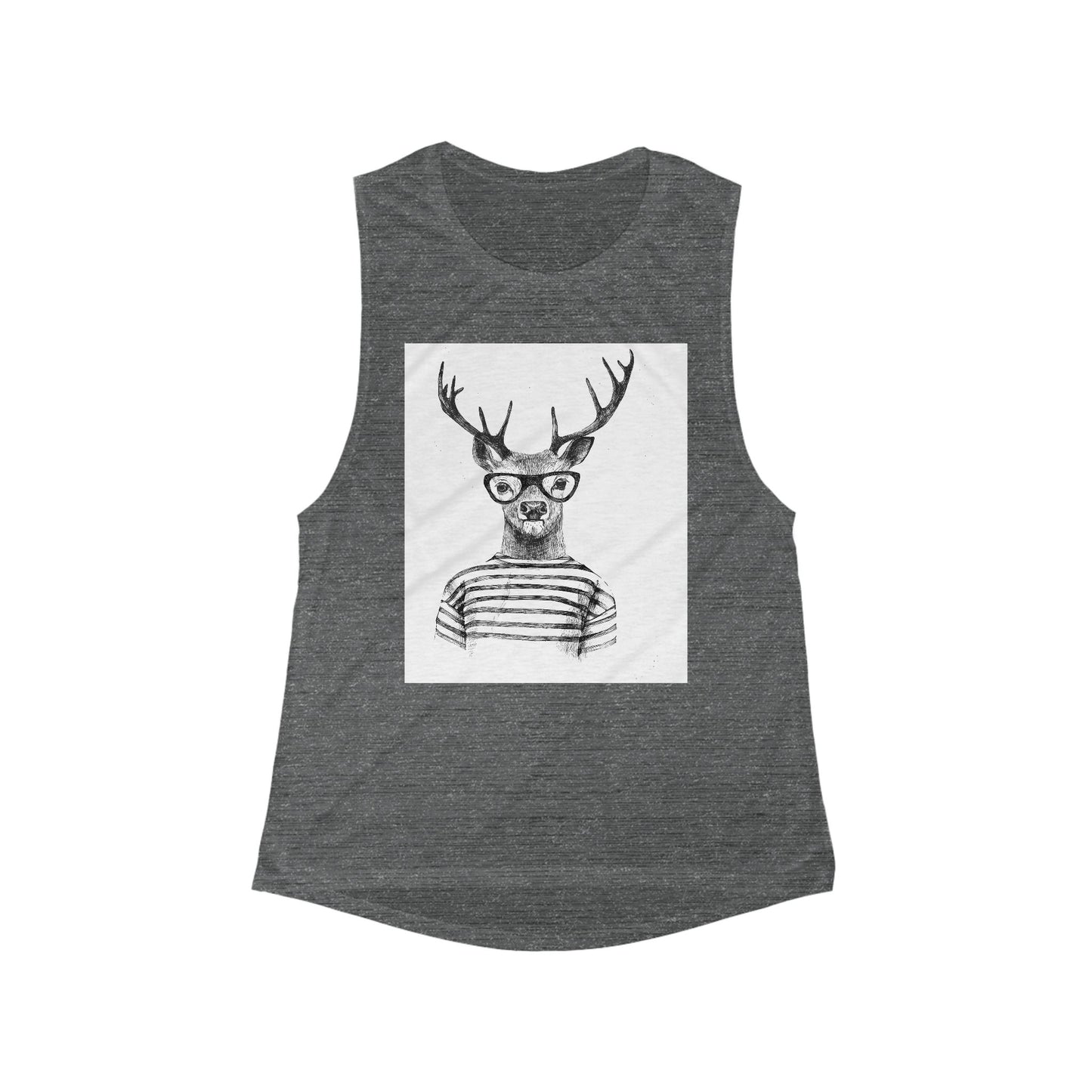 Casual Deer Graphic Tank Top - Women’s Flowy Muscle Tee