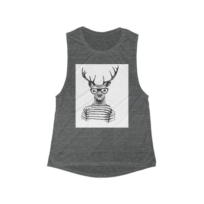 Casual Deer Graphic Tank Top - Women’s Flowy Muscle Tee