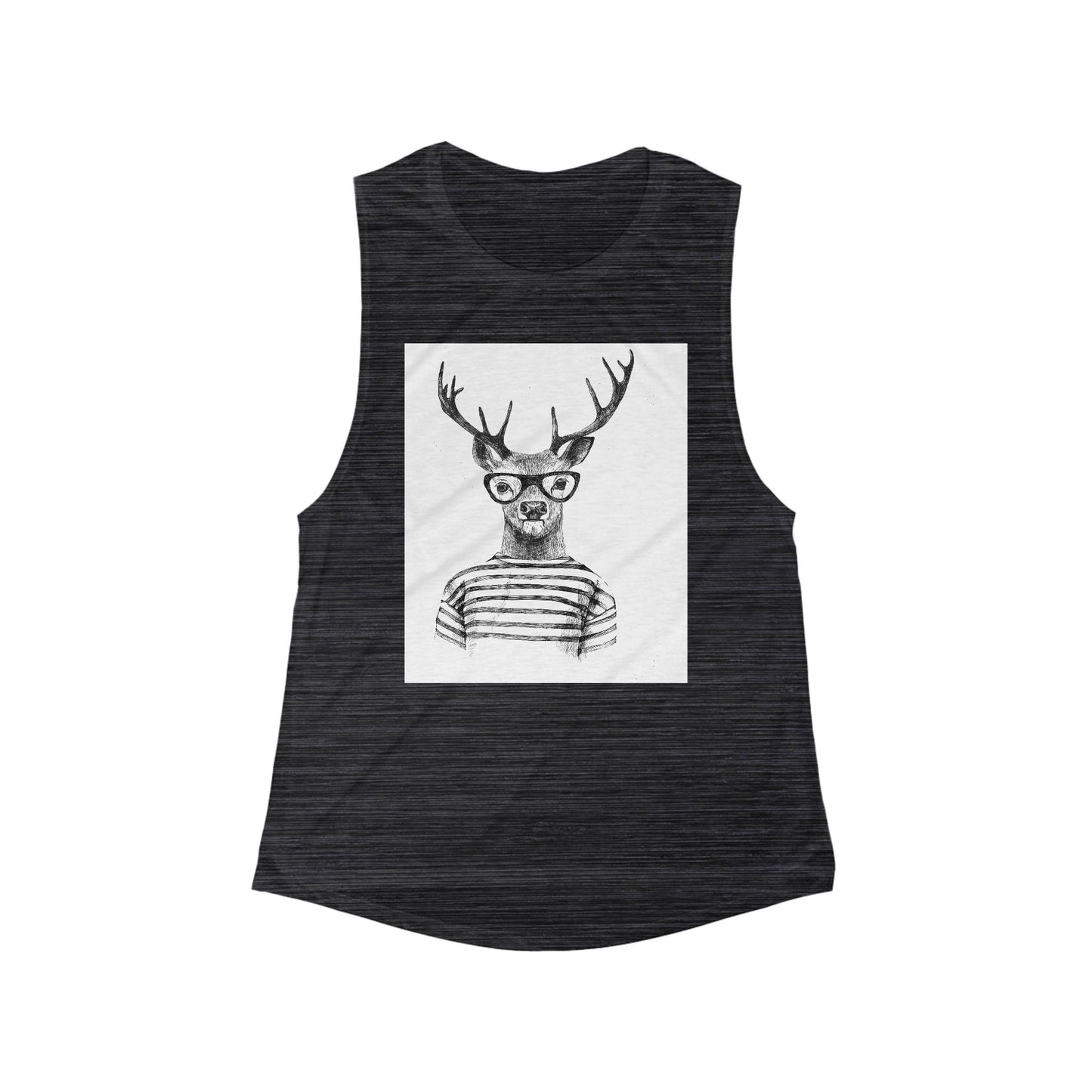 Casual Deer Graphic Tank Top - Women’s Flowy Muscle Tee