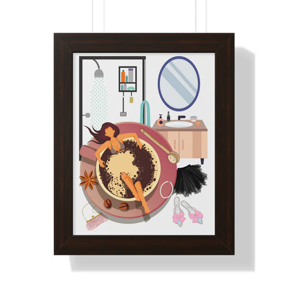 Coffee Bath Framed Vertical Poster