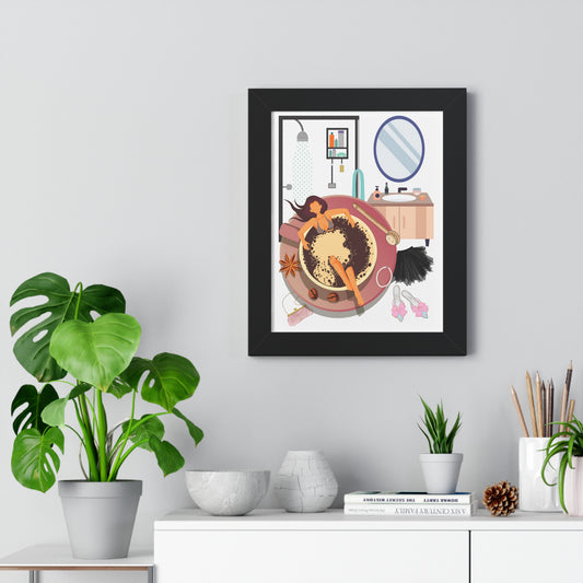 Coffee Bath Framed Vertical Poster